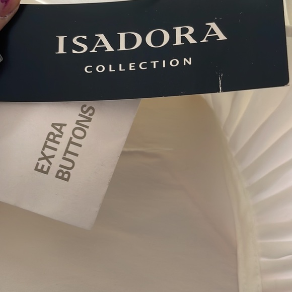 Isadora Collection White Blouse w/Ruffle Collar & Sleeves w/Sash New Condition - Picture 14 of 14
